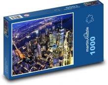 Budovy - osvětlené město, panoráma  Puzzle 1000 dílků - 60 x 46 cm