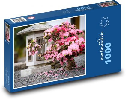 Azalea - lamp, Japanese garden - Puzzle 1000 pieces, size 60x46 cm 