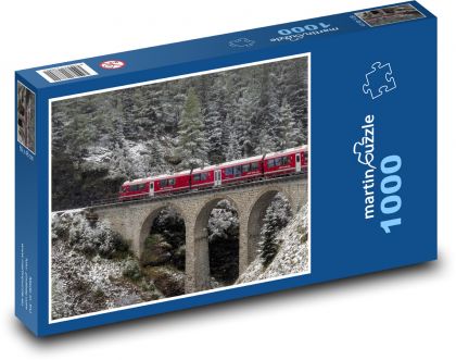 Švýcarsko - vlak, železnice - Puzzle 1000 dílků, rozměr 60x46 cm