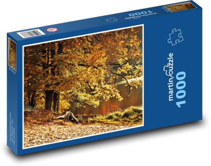 Podzimní krajina - jezero, stromy - Puzzle 1000 dílků, rozměr 60x46 cm