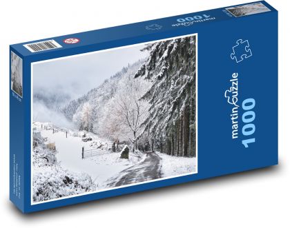 Zimowy krajobraz - las, śnieg - Puzzle 1000 elementów, rozmiar 60x46 cm