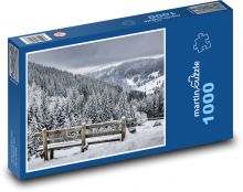 Zima - sníh, les Puzzle 1000 - 60x46 cm