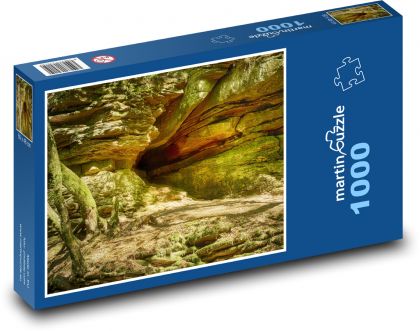 Pískovcový kámen - jeskyně, les - Puzzle 1000 dílků, rozměr 60x46 cm