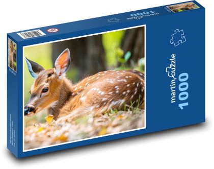 Jeleň - kolouch, les - Puzzle 1000 dielikov, rozmer 60x46 cm