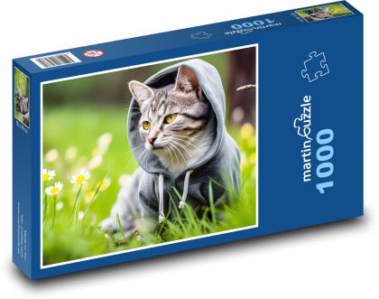 Kot w bluzie - kotek, szczenię - Puzzle 1000 elementów, rozmiar 60x46 cm