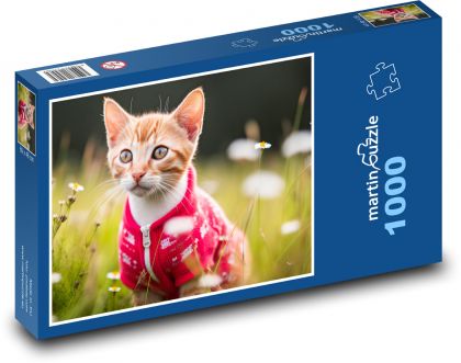Kočka - kotě, jaro - Puzzle 1000 dílků, rozměr 60x46 cm