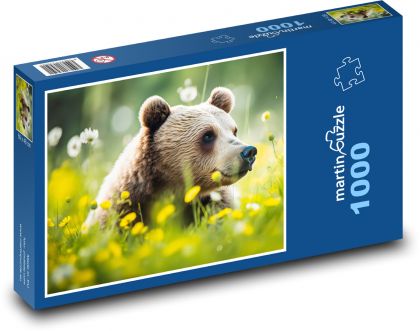 Niedźwiedź - ssak, pastwisko - Puzzle 1000 elementów, rozmiar 60x46 cm