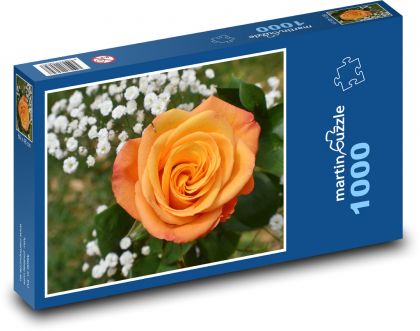 Oranžová ruža - kvet, kvet - Puzzle 1000 dielikov, rozmer 60x46 cm