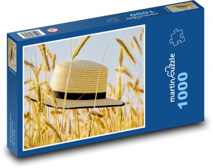 Słomkowy kapelusz - lato, ziarno - Puzzle 1000 elementów, rozmiar 60x46 cm