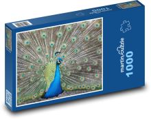 Pfau - Feder, schillernder Vogel Puzzle 1000 Teile - 60 x 46 cm
