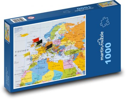 Mapa světa - destinace, státy - Puzzle 1000 dílků, rozměr 60x46 cm