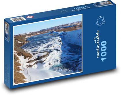 Gullfoss - vodopád, řeka  - Puzzle 1000 dílků, rozměr 60x46 cm