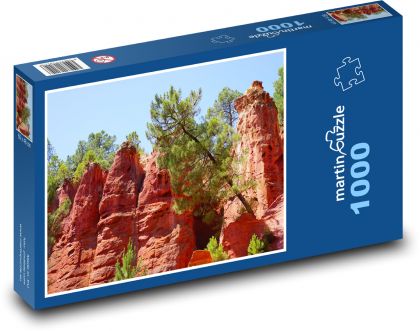 Roussillon - okrové skály, Francie - Puzzle 1000 dílků, rozměr 60x46 cm