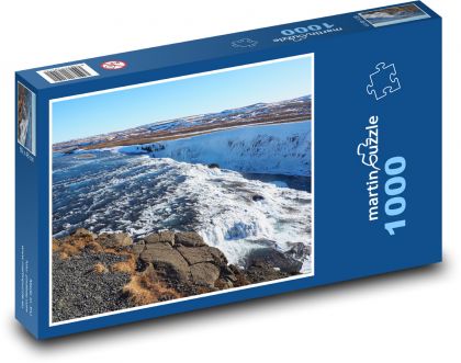Gullfoss - vodopád, Island - Puzzle 1000 dílků, rozměr 60x46 cm