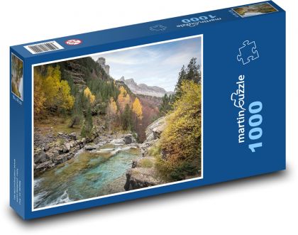 Řeka - hory, podzim  - Puzzle 1000 dílků, rozměr 60x46 cm