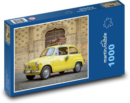 Žluté auto - Fiat, automobil - puzzle 1000 dílků