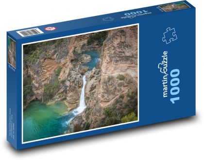 Řeka - vodopád, hora - Puzzle 1000 dílků, rozměr 60x46 cm