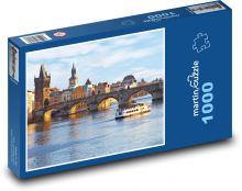Karlův most - Praha, řeka Puzzle 1000 - 60x46 cm