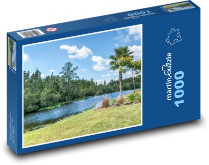Florida - rybník, palmy - Puzzle 1000 dílků, rozměr 60x46 cm