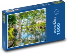 Pond - palm trees, water Puzzle 1000 pieces - 60 x 46 cm