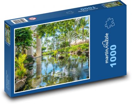 Pond - palm trees, water - Puzzle 1000 pieces, size 60x46 cm