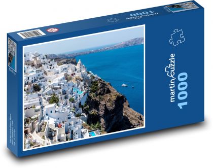 Santorini - Řecko, moře - Puzzle 1000 dílků, rozměr 60x46 cm
