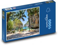 Pláž - piesok, palmy Puzzle 1000 dielikov - 60 x 46 cm 