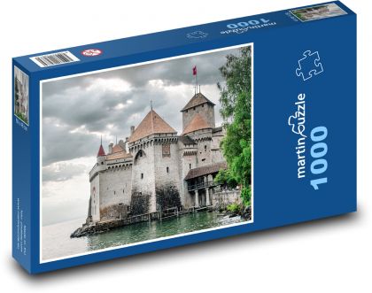 Szwajcaria - zamek, jezioro - Puzzle 1000 elementów, rozmiar 60x46 cm