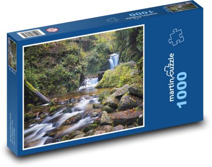 Vodopád - řeka, les - Puzzle 1000 dílků, rozměr 60x46 cm