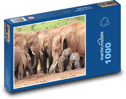 Elefanten - Tierherde, Savanne - Puzzle - 1000 Teile
