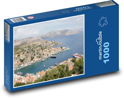 Řecko - ostrov, přístav - Puzzle 1000 dílků, rozměr 60x46 cm