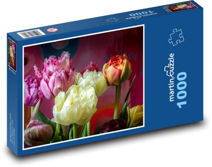 Tulipány - květiny, zahrada - Puzzle 1000 dílků, rozměr 60x46 cm