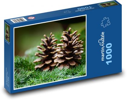 Borovicový kužeľ - vetva, strom - Puzzle 1000 dielikov, rozmer 60x46 cm