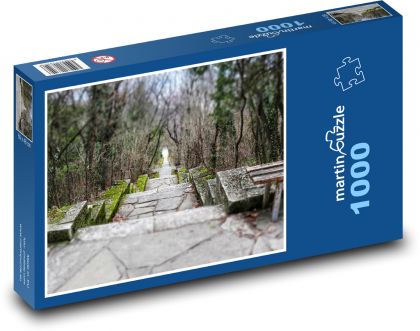 Benches - stairs, trees - Puzzle 1000 pieces, size 60x46 cm 