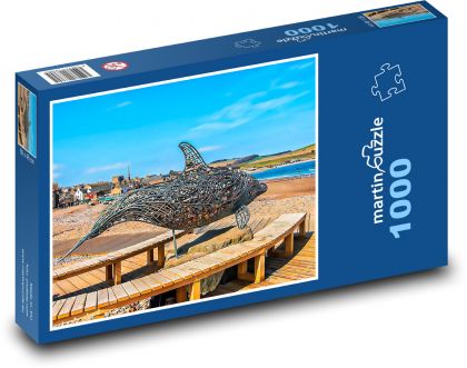 Socha - kamene, delfín - Puzzle 1000 dielikov, rozmer 60x46 cm