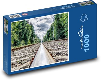 Železniční trať - koleje, železnce - Puzzle 1000 dílků, rozměr 60x46 cm