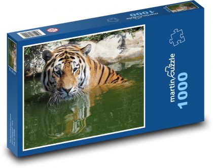 Tiger vo vode - zviera, cicavec - Puzzle 1000 dielikov, rozmer 60x46 cm