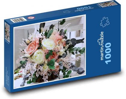 Kytice - dekorace, květiny - Puzzle 1000 dílků, rozměr 60x46 cm