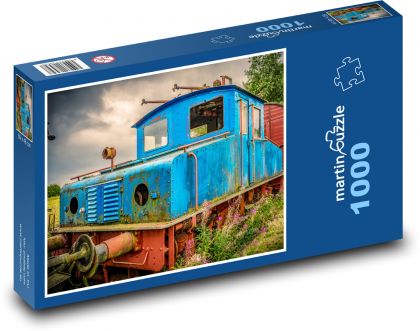 Železnice - lokomotiva, vlak - Puzzle 1000 dílků, rozměr 60x46 cm