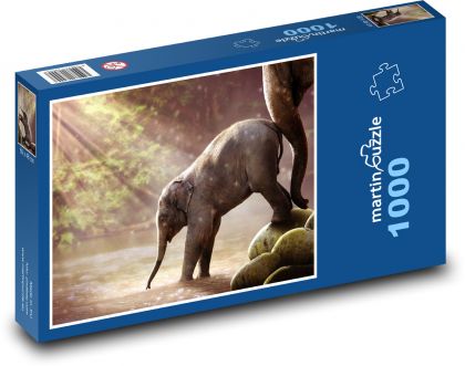 Slůně - slon, zvíře - Puzzle 1000 dílků, rozměr 60x46 cm