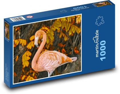 Plameňák - pták růžový - Puzzle 1000 dílků, rozměr 60x46 cm