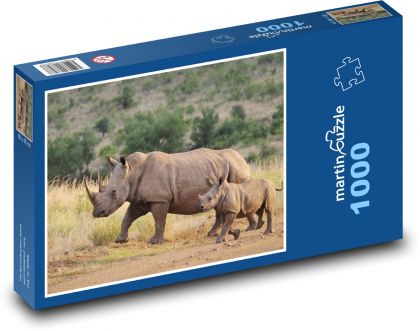 Nosorožec - kuriatko, zviera - Puzzle 1000 dielikov, rozmer 60x46 cm