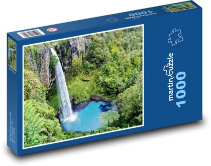 Nový Zéland - vodopád, příroda - Puzzle 1000 dílků, rozměr 60x46 cm