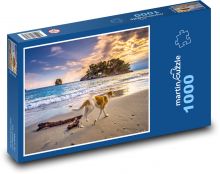 Sonnenuntergang - Hund, Meer Puzzle 1000 Teile - 60 x 46 cm
