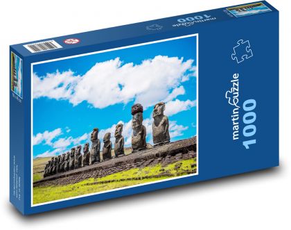 Velikonoční ostrov - Moai, sochy  - Puzzle 1000 dílků, rozměr 60x46 cm
