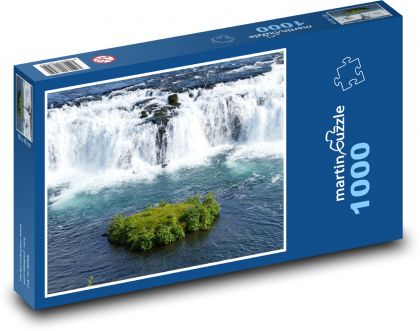 Island - vodopád, krajina - Puzzle 1000 dílků, rozměr 60x46 cm