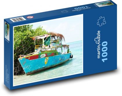 Belize - Boat, Caye Caulker - Puzzle 1000 elementów, rozmiar 60x46 cm