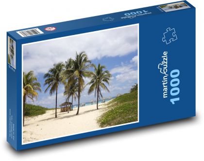 Pláž - palmy, Karibik - Puzzle 1000 dielikov, rozmer 60x46 cm