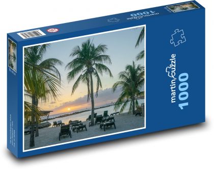 Sunset - Caribbean Ocean, Palms - Puzzle 1000 pieces, size 60x46 cm 