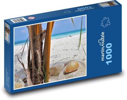 Malediwy - plaża, palmy - Puzzle 1000 elementów, rozmiar 60x46 cm